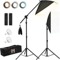 85W Photography Lighting, 2-Pack 20'' x 28'' Professional Softbox Lighting Kit with 53'' Boom Arm & 91'' Tripod