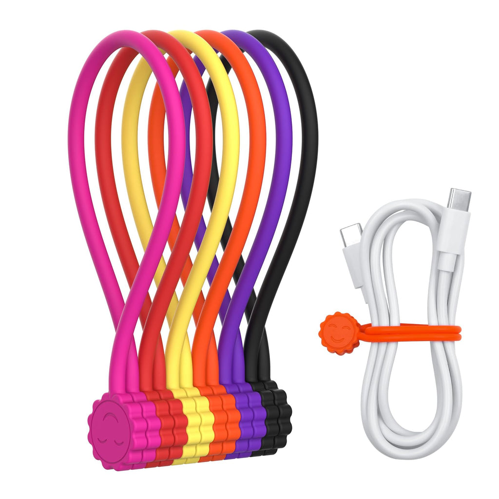 Reusable Silicone Twist Ties, Magnetic Cable Ties 6pcs