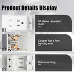 Rvluw AC30 DIN Rail Socket, Rail Mount AC110-250V 15A Plug