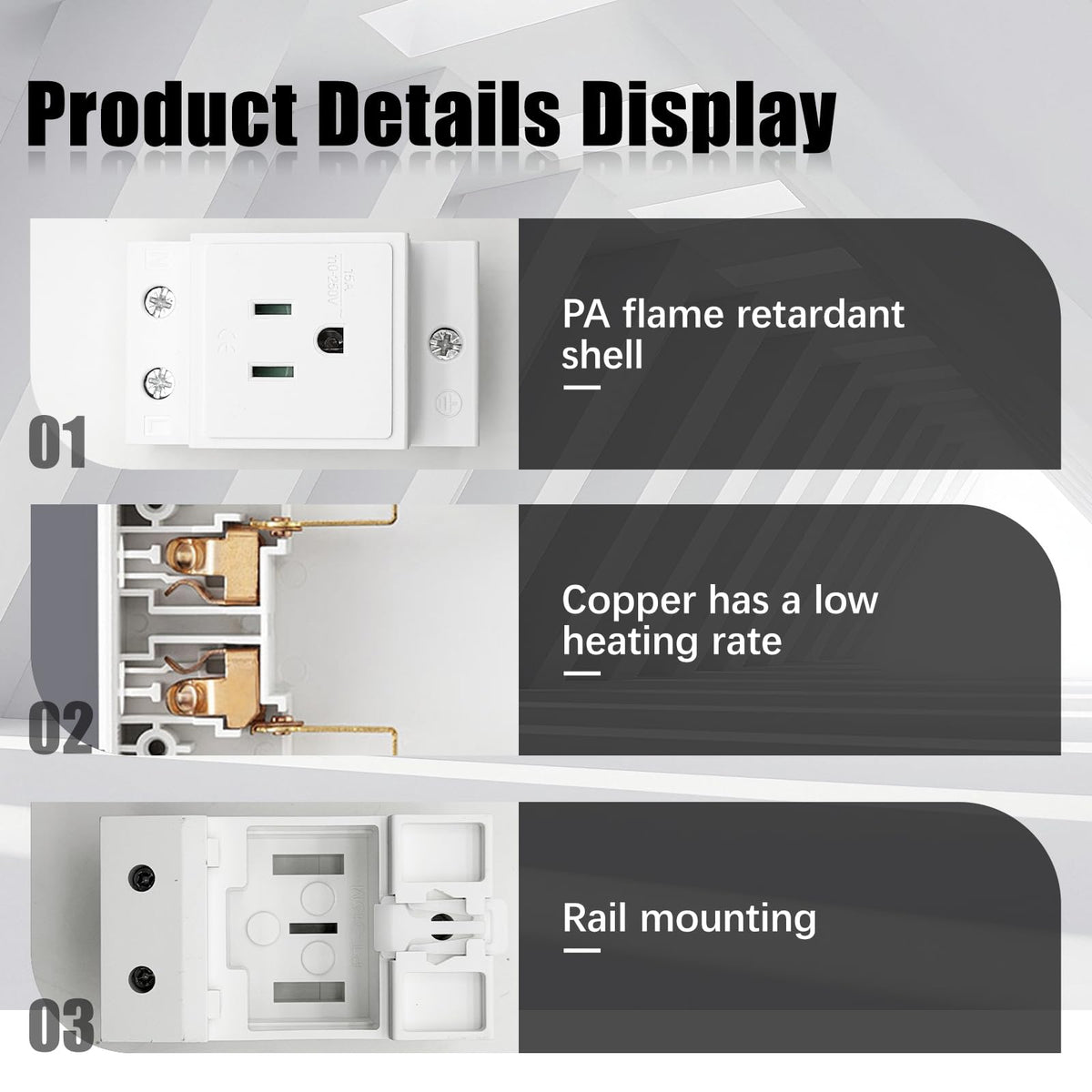 Rvluw AC30 DIN Rail Socket, Rail Mount AC110-250V 15A Plug
