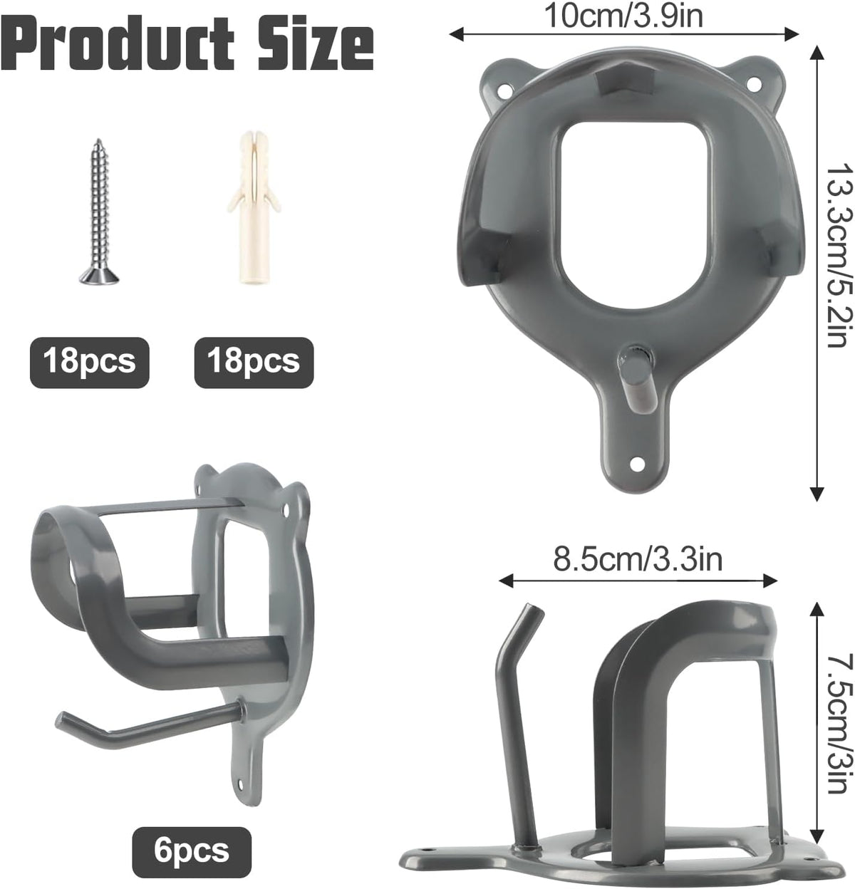 6 Counts Horse Bridle Rack Bracket Hooks, Metal Bridle Holder Wall Mount with Tubes and Screw for Tack Room Horse