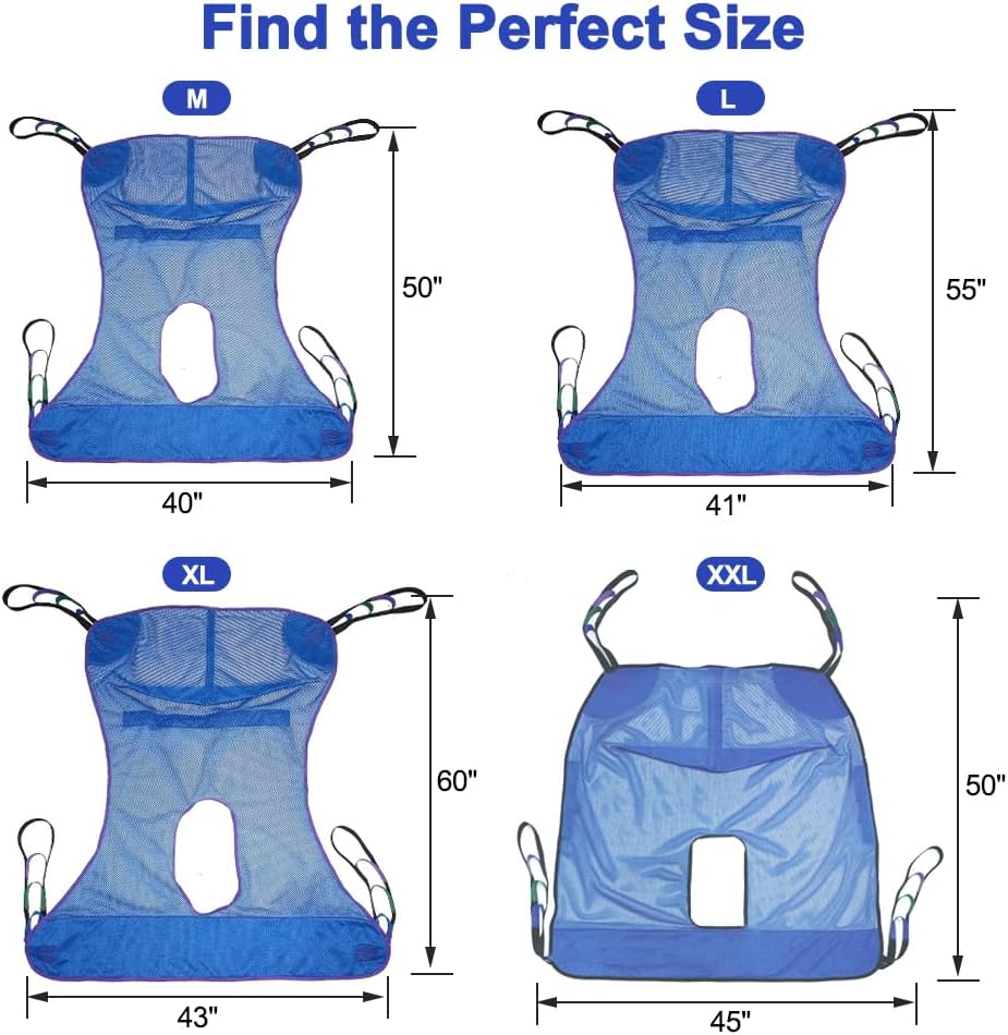 Universal Full Body Mesh Lift Sling with Commode Opening,Polyester Slings for Patient Lifts -Compatible with Hoyer