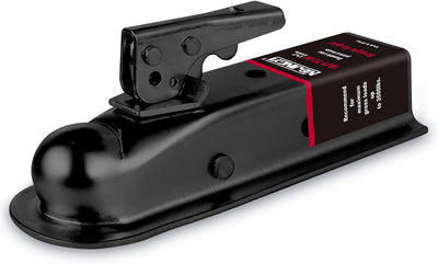 Straight Trailer Coupler for 2" Ball and 2" Channel Tongue, 3500 lbs Gross Weight Capacity, E-Coated Black Steel for