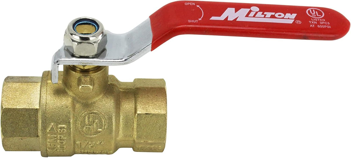 Milton (1094-8) 1/2" FNPT Full Port Heavy-Duty Brass Ball Valve