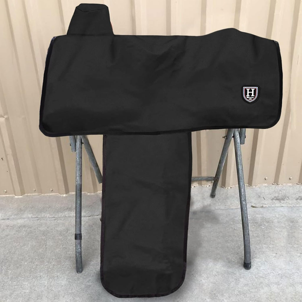 Long-Lasting 6 Elastic Straps 600 Denier Waterproof Western Saddle Cover-Black