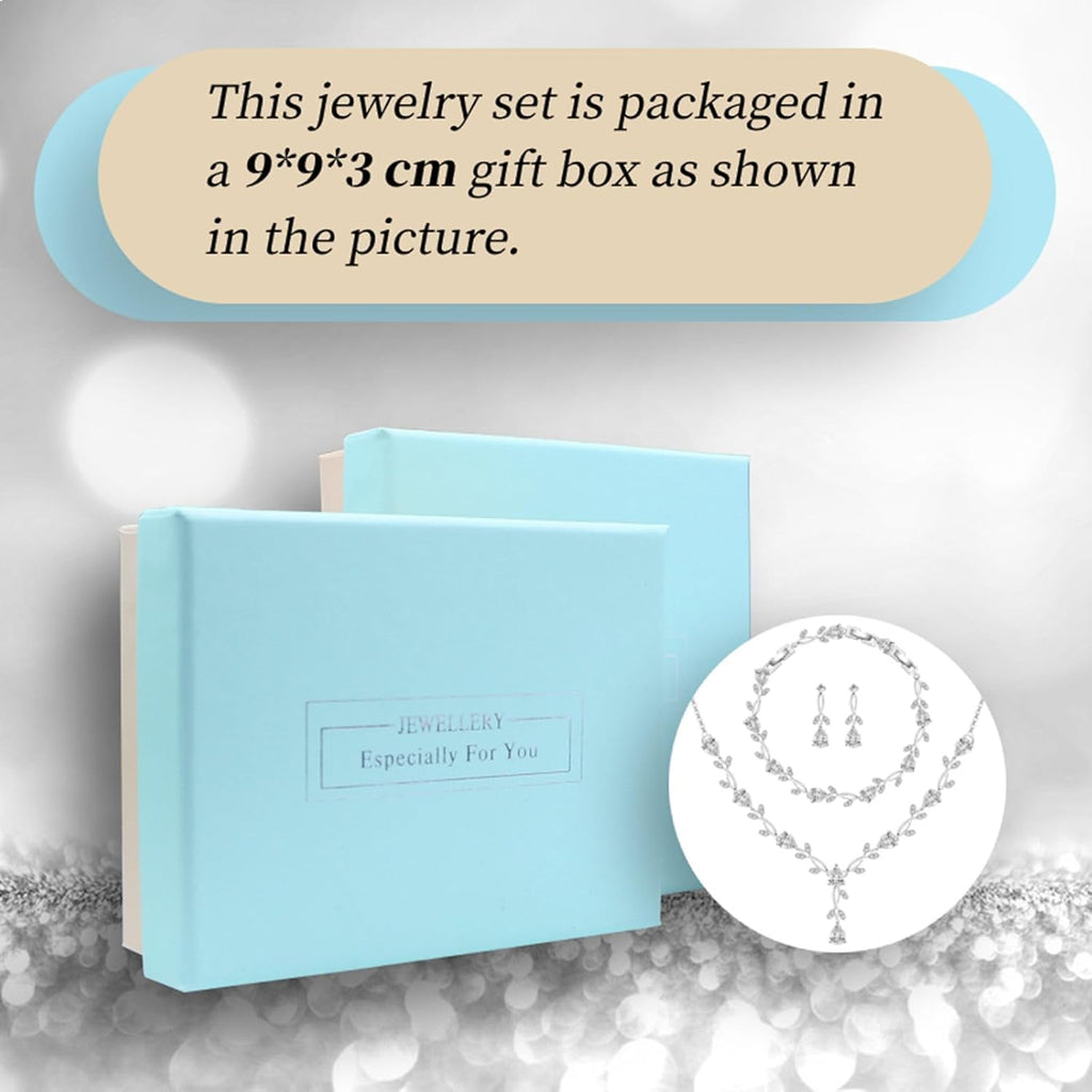 Wedding Jewelry Sets for Bride Bridesmaid Women Cubic Zirconia Necklace Earrings Bracelet Set Gift for Mother Friend