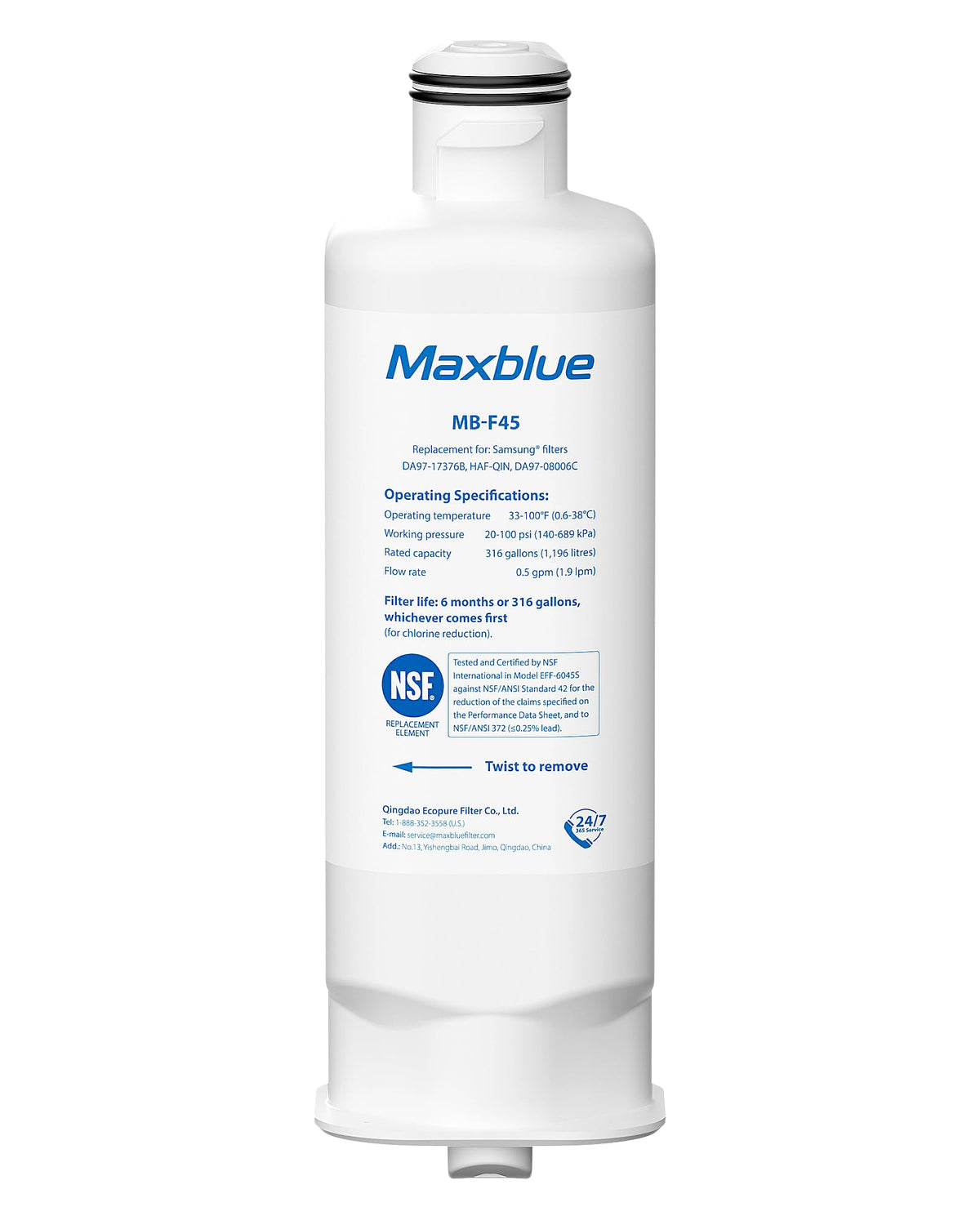 Maxblue MB-F45 Water Filter, Replacement for Samsung DA97-17376B