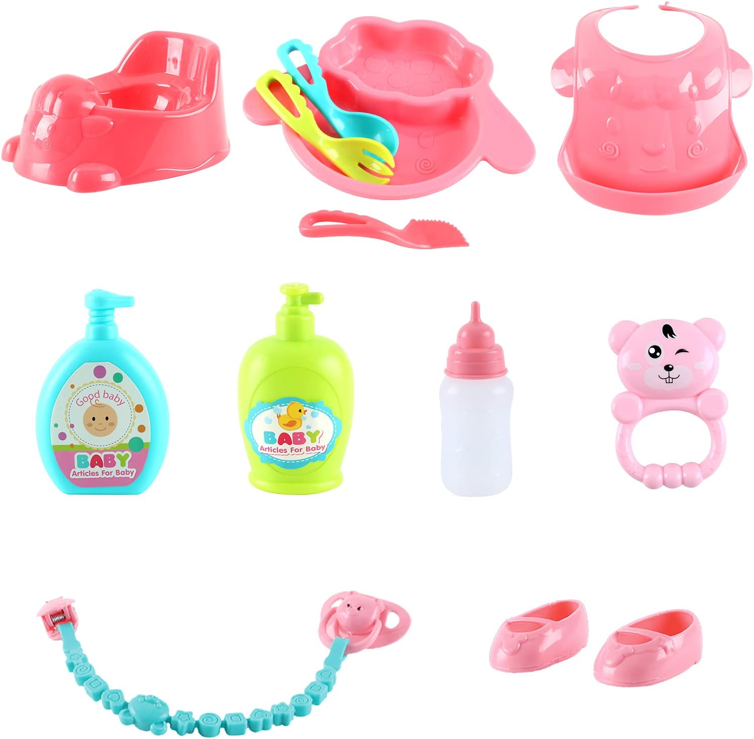 Kids Baby Doll Stroller Nursery Role Play Set with a Variety of Feeding Toy and Play Mat Travel Cot Baby Carrier