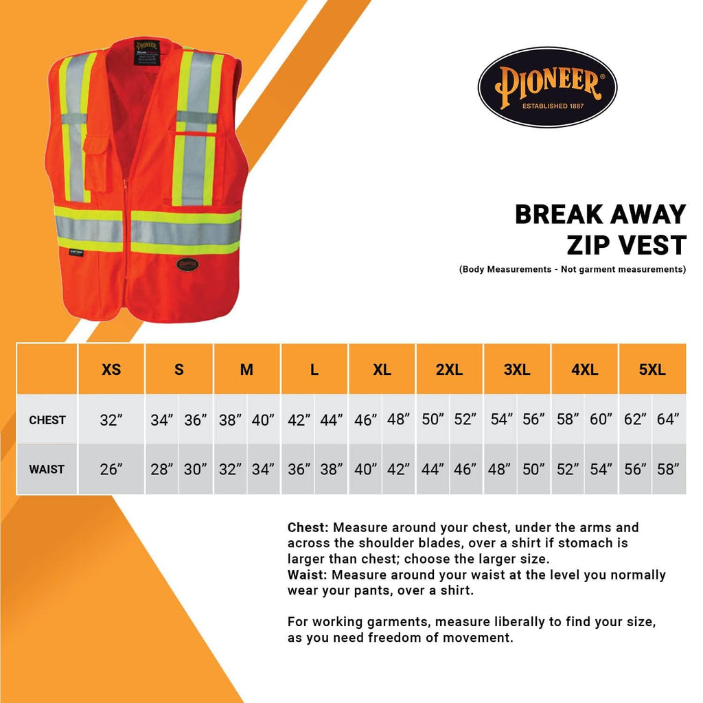 Hi Vis Tear-Away Mesh Back Safety Vest for Men - Reflective Tape, 4 Pockets - Construction, Traffic, Security - Orange