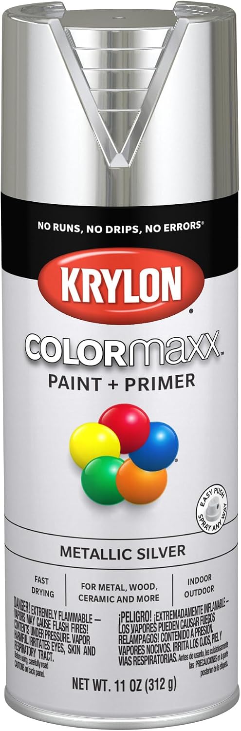 K05590007 COLORmaxx Spray Paint and Primer for Indoor/Outdoor Use, Metallic Silver 11 Ounce (Pack of 1)