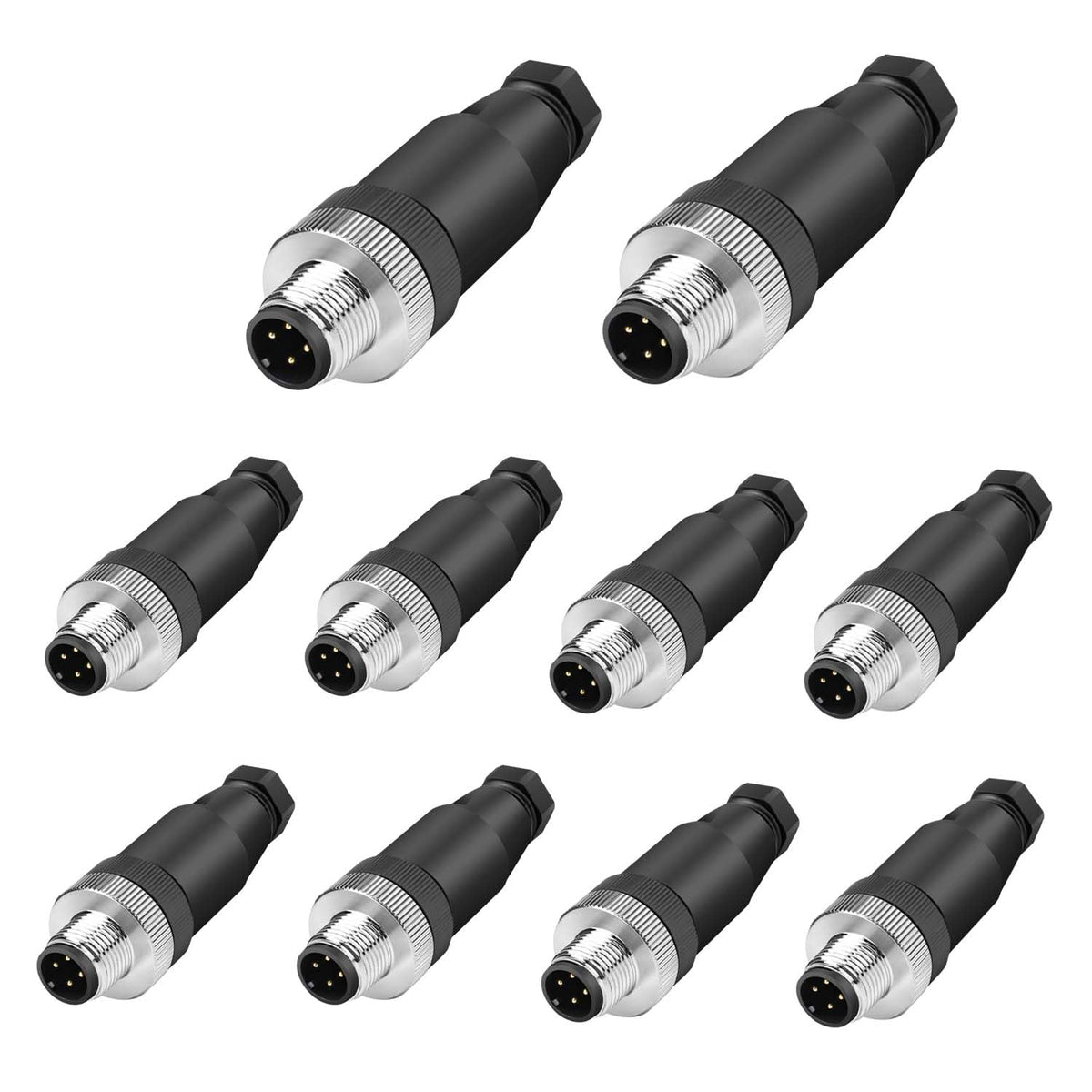 10Pcs M12 4-Pin Male Aviation Connector Industrial A-Code Plug Waterproof
