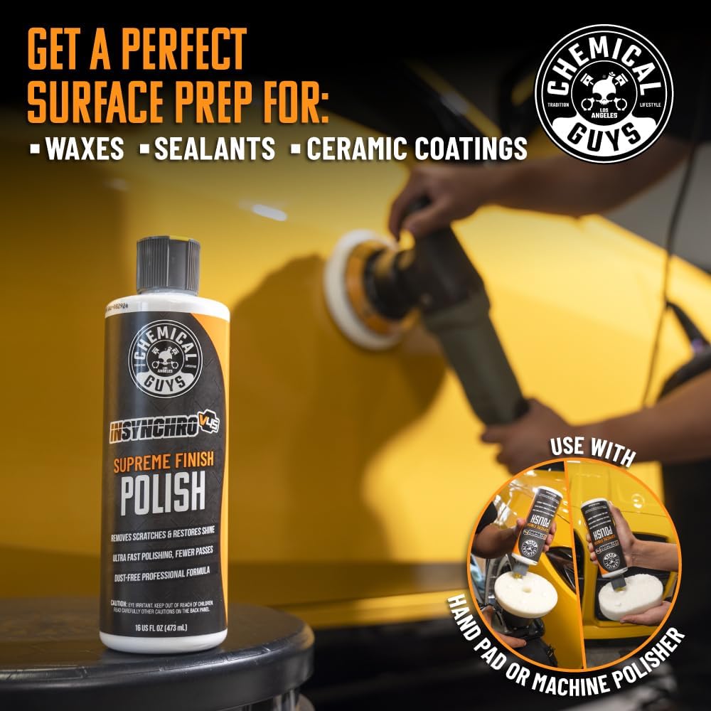 InSynchro V45 Medium Cut Car Polish for Paint Defects, 16 oz | Medium-cut polish refines light scratches, swirls and