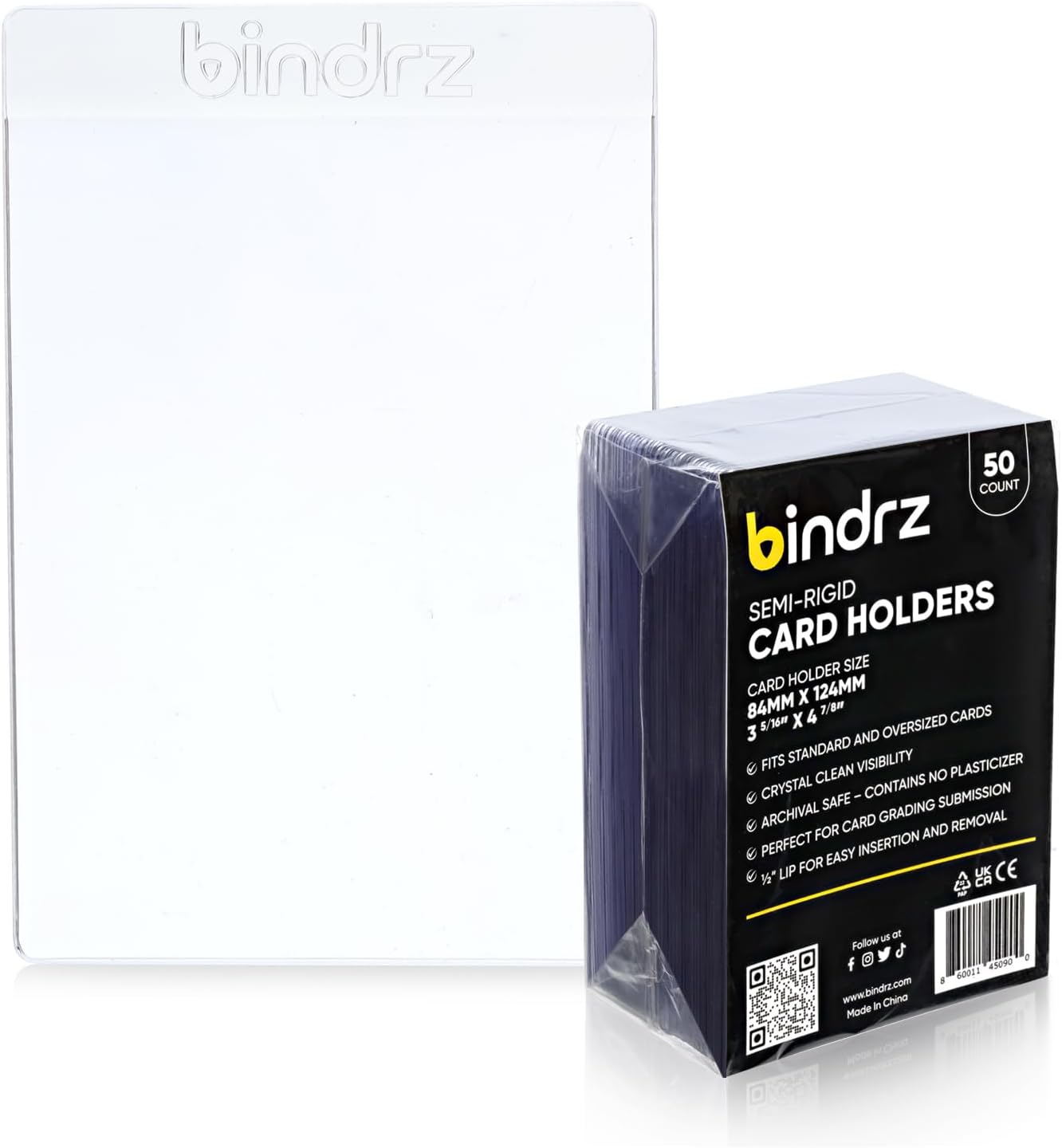 50 Semi Rigid Card Holder, 3 5/16" x 4 7/8" | with 1/2" Lip, PSA, BGS, SGC & CSG Grading Submission Sleeves