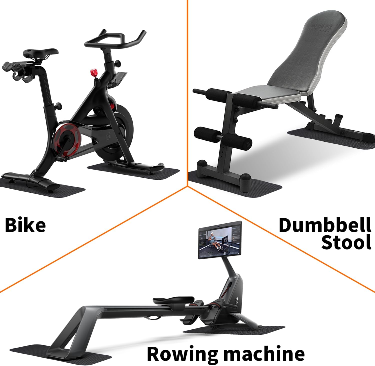 2-Pack Bike & Rowing Machine Mats, 4mm, for Peloton & Yosuda | Stability & Cushioning Reduces noise and vibration
