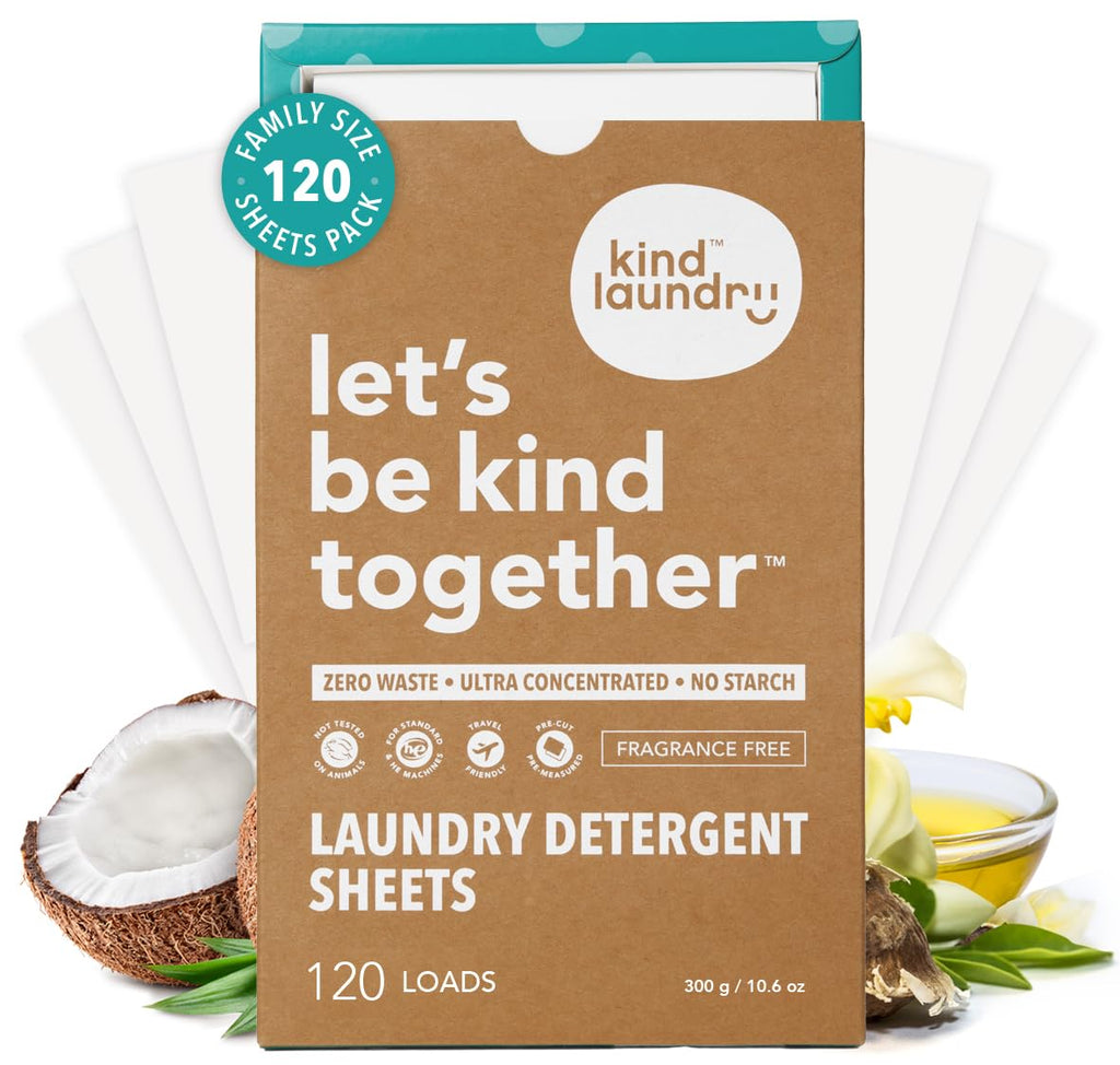 Detergent Sheets, Sensitive Skin, Fragrance Free, 120 Loads