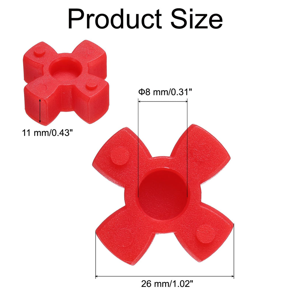 uxcell 10pcs GS12 Coupling Insert, Urethane Flexible Solid Type Jaw Coupling Center Insert for L-Jaw Couplings L-Jaw Couplers Set, Red