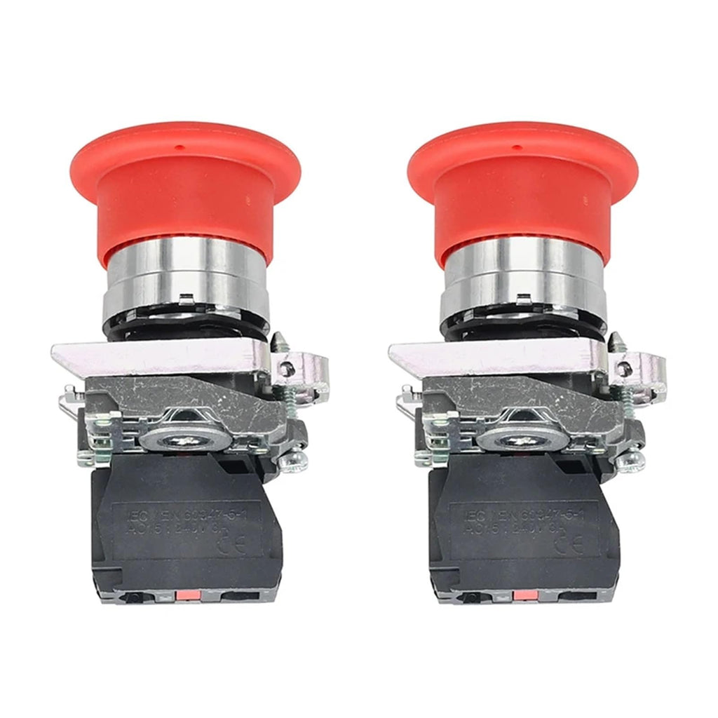 2Pcs E-Stop Switch 4360475 2910290 XB4-BT42 Emergency Stop Switch Compatible with JLG Scissor Lift 6RS 10RS 1230ES 1532E2 Boom