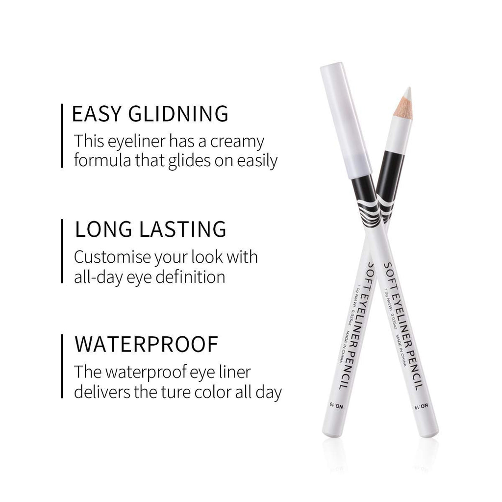 24pcs White Eyeliner Pencils, Long-Lasting White Highlighter