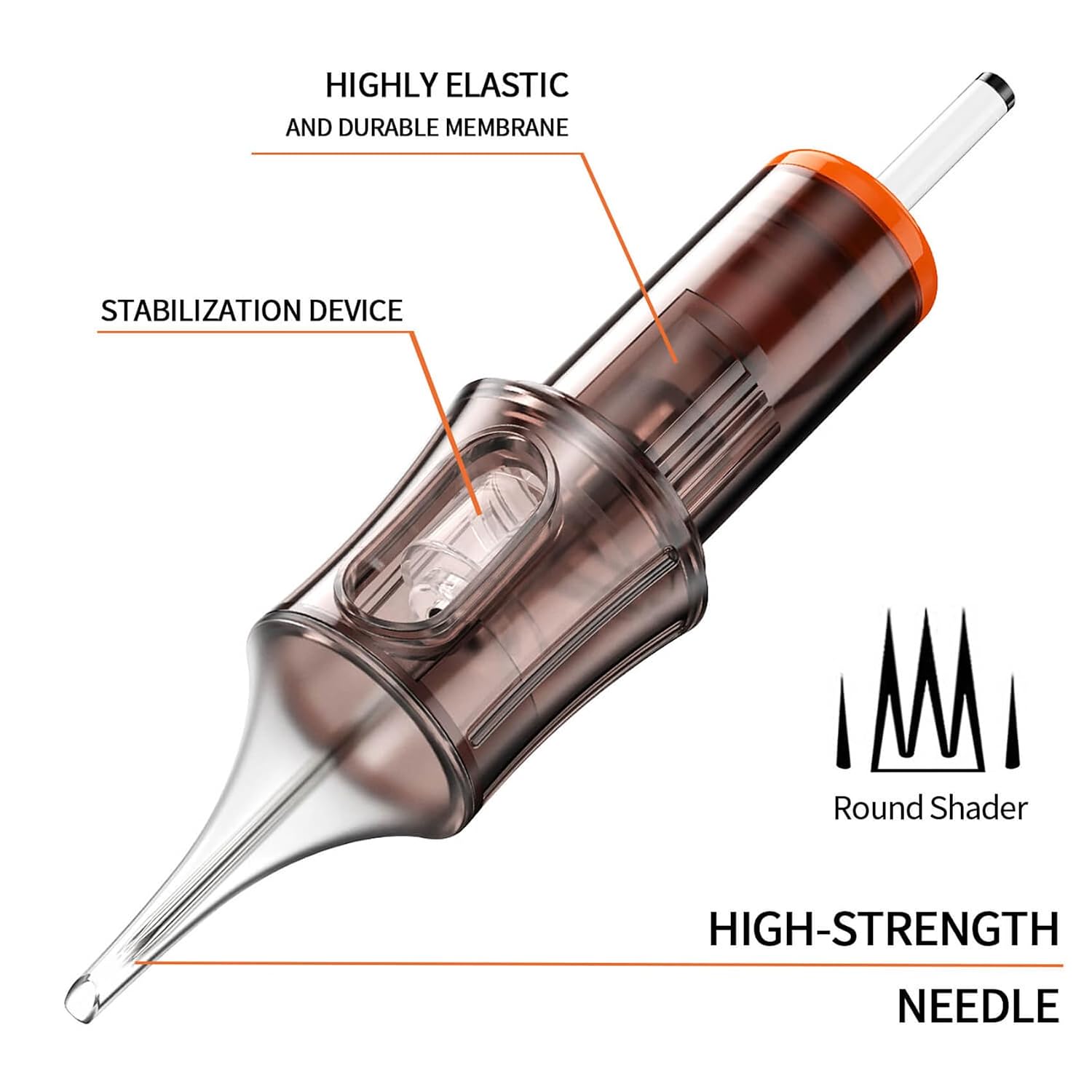 20 Pcs 1209RS Standard Disposable Tattoo Needle Cartridges - 20 Pack of Round Shader Needles with Membrane Safety