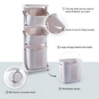 4-Tier Laundry Hamper Sorter with Rolling Baskets for Bathroom White