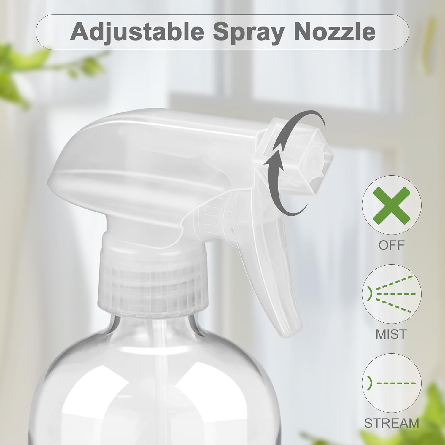 2 Pack Glass Spray Bottles with Silicone Sleeve, 16 oz Empty Refillable Containers with Adjustable Spray Nozzles