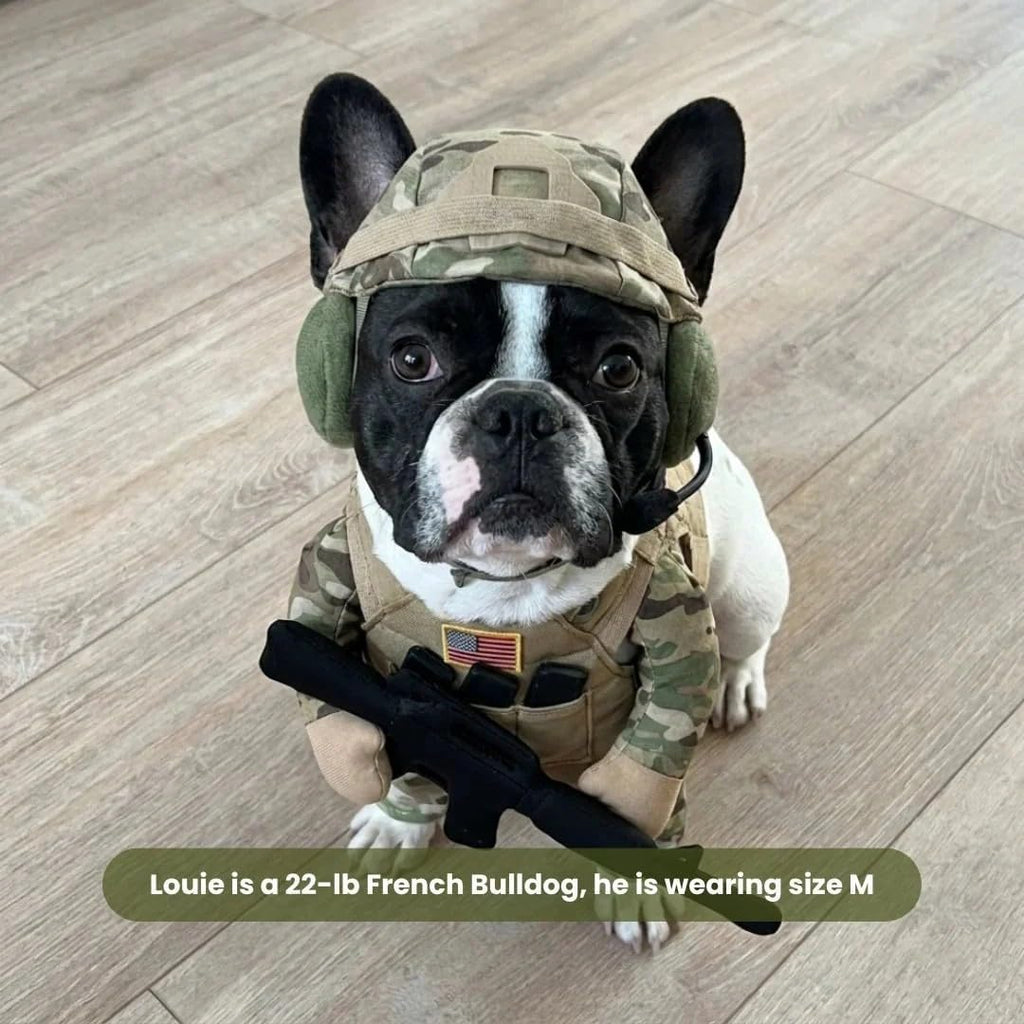Funny Tactical Soldier Pet Costume Front-Facing Military Uniform for Dogs & Cats, Pet Cosplay Clothes Halloween