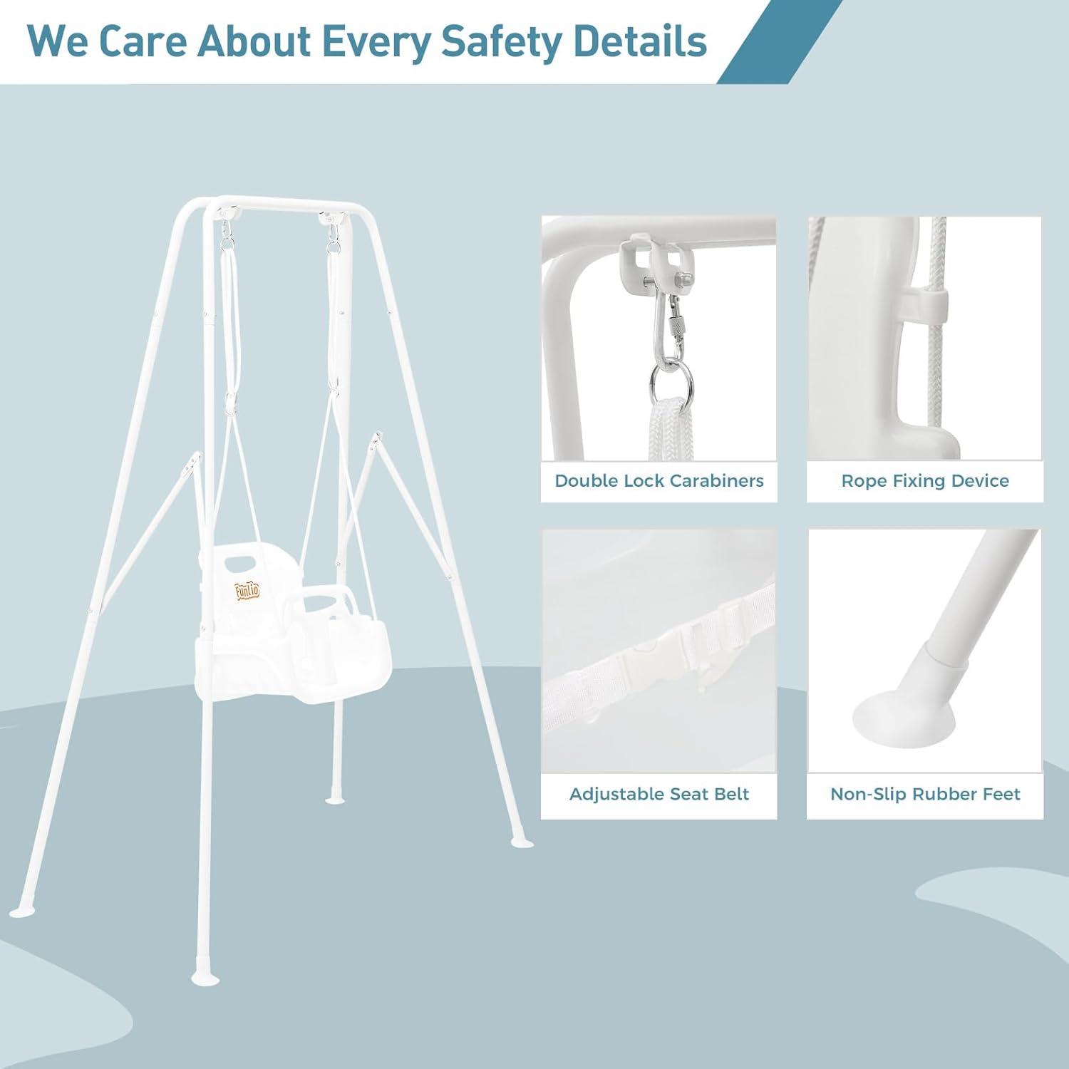 Toddler Swing with Foldable Metal Stand for Toddlers Aged 1~10 Years, 3-in-1 Baby Swing Set with 4 Sandbags for
