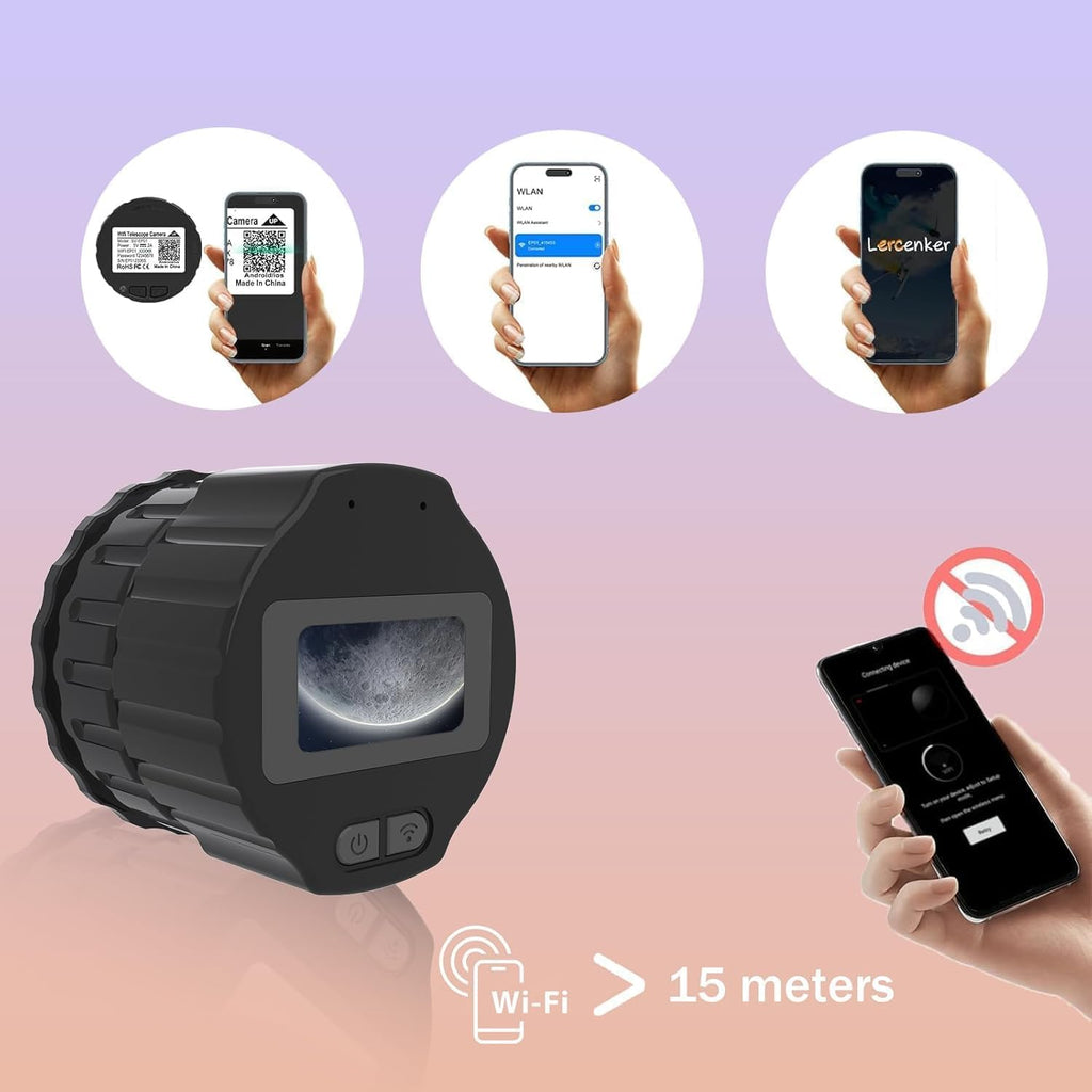 64GB Digital Eyepiece Telescope Camera: 2K HD Video Recording & WiFi Telescope Microscope Accessory, 25-50mm Eyepiece