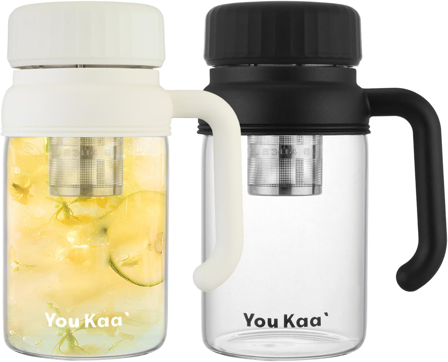 32oz Glass Water Bottle, Tea Bottle with Infuser & Handle, BPA-Free Leakproof Wide Mouth Large Tea Infuser cup for