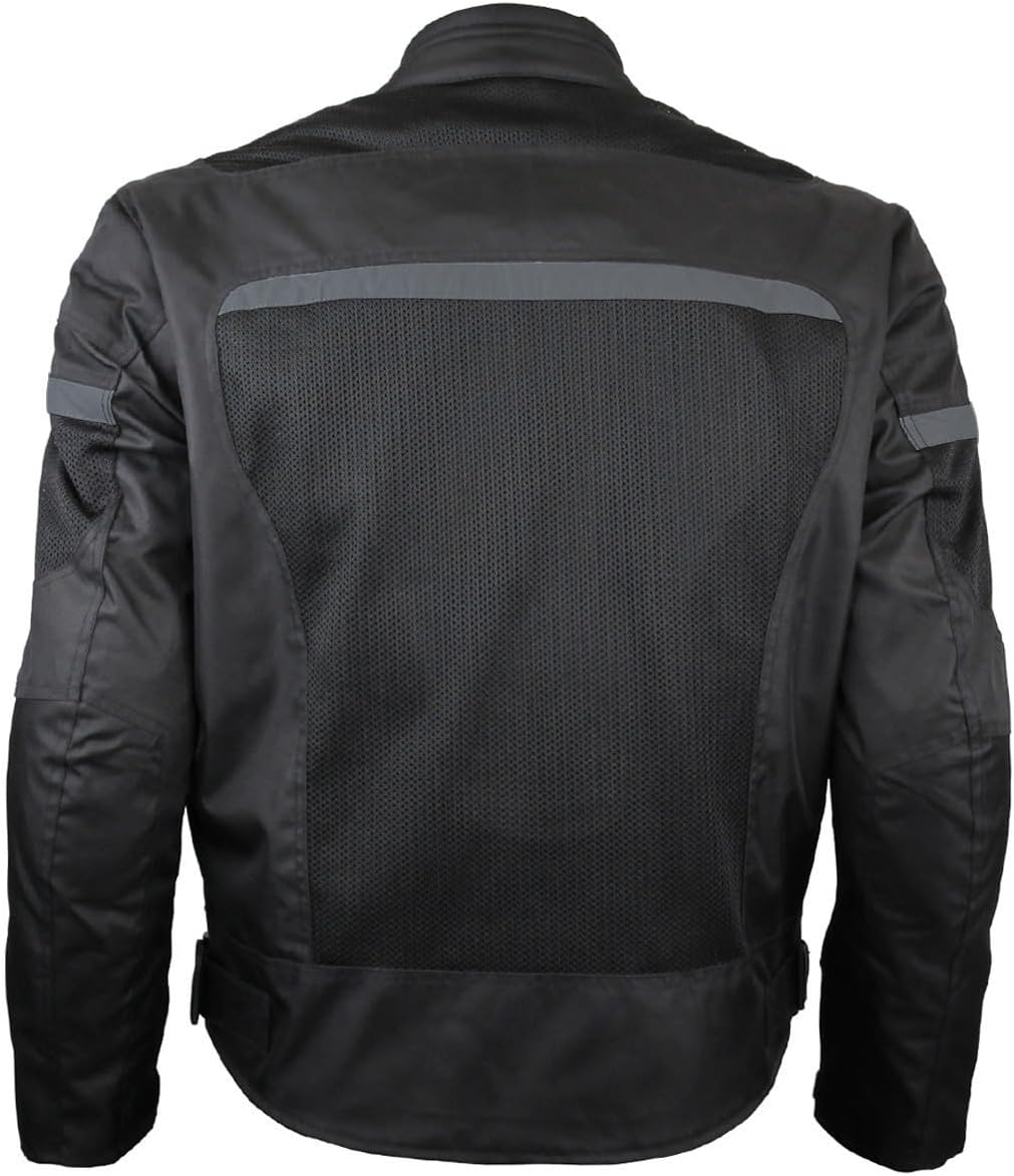 Mens Advanced All-Season Reflective Mesh & Textile Motorcycle Jacket w/CE Armor & Removable Liner