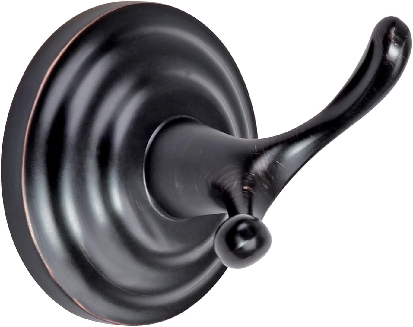 Zinc Traditional Round Bathroom Towel and Robe Hook, Oil Rubbed Bronze, Easy Installation | Traditional