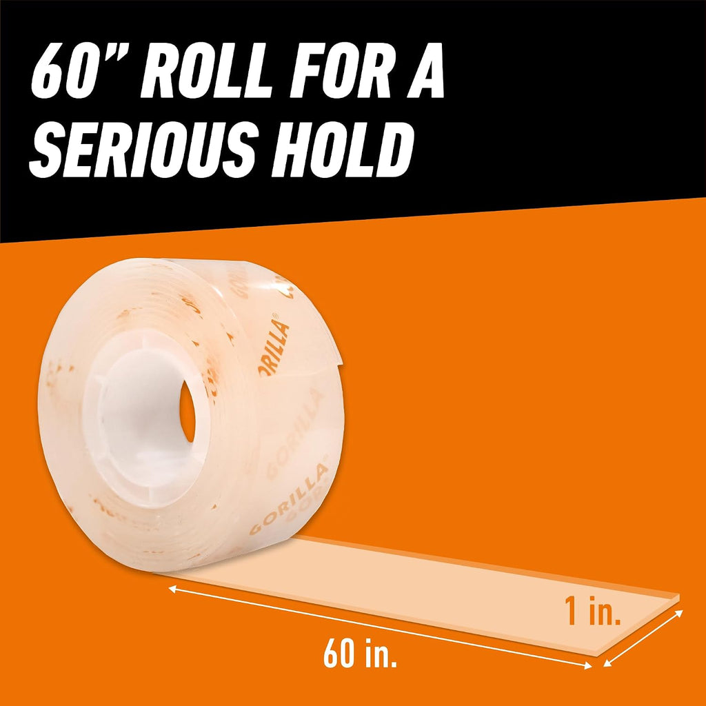 Invisible Hold Mounting Tape, Holds Up to 15 lbs, Clear, 1" x 60"