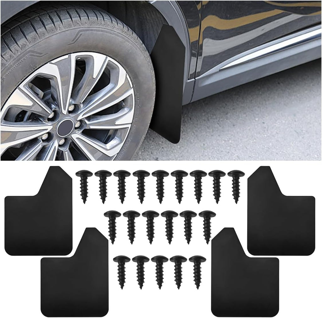 4PCS Universal Car Mud Flaps Set, Flexible Bendable Mudguard Automotive Front & Rear Splash Guards with Screws