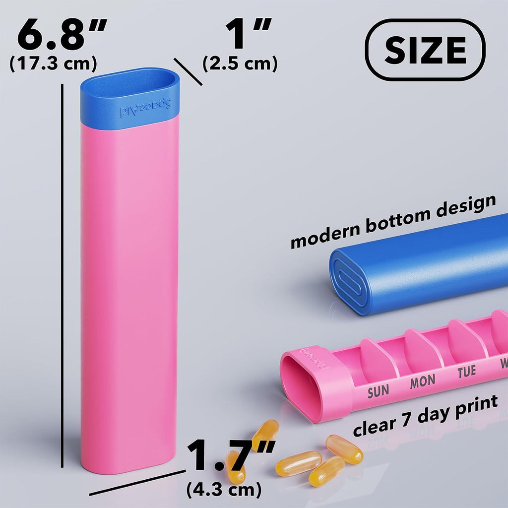 2 Pack Pill Organizer Box 7 Day, Weekly Travel Pill Case Holder, 2 Times a Day AM PM Daily Pocket Pharmacy Dispenser
