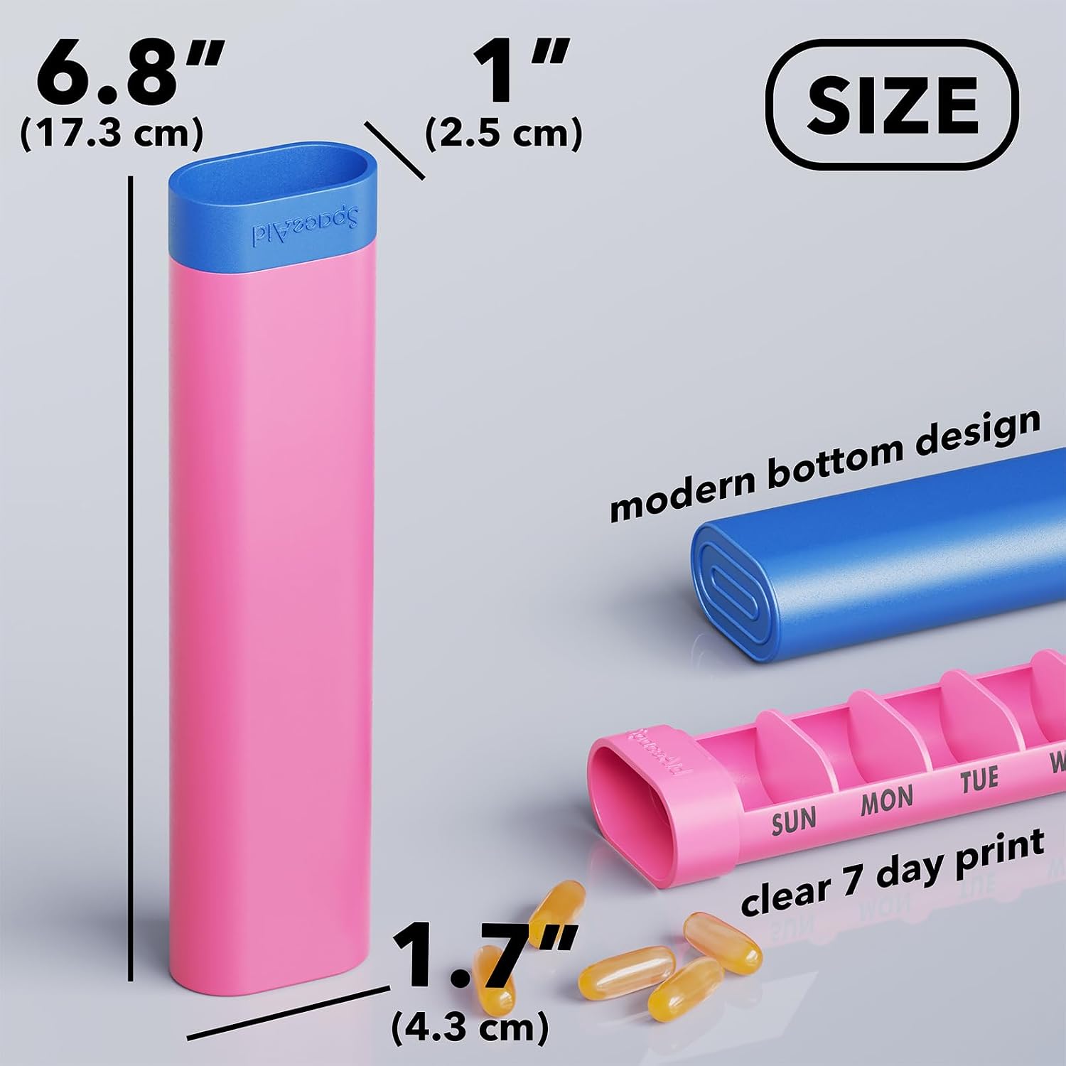 2 Pack Pill Organizer Box 7 Day, Weekly Travel Pill Case Holder, 2 Times a Day AM PM Daily Pocket Pharmacy Dispenser