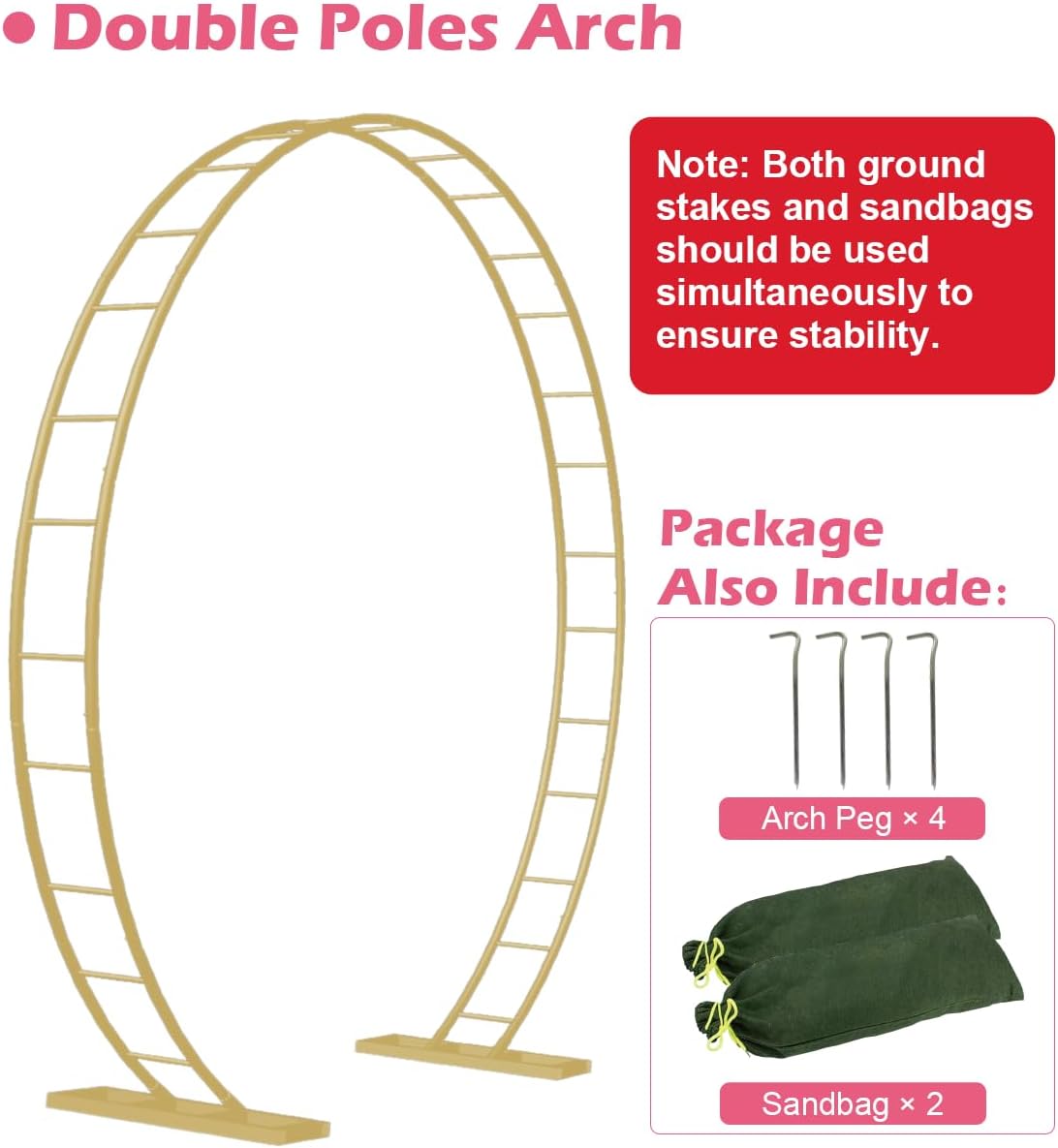 Extra Large Wedding Arch for Ceremony 8.5Ft Wide 7.4Ft High,Gold