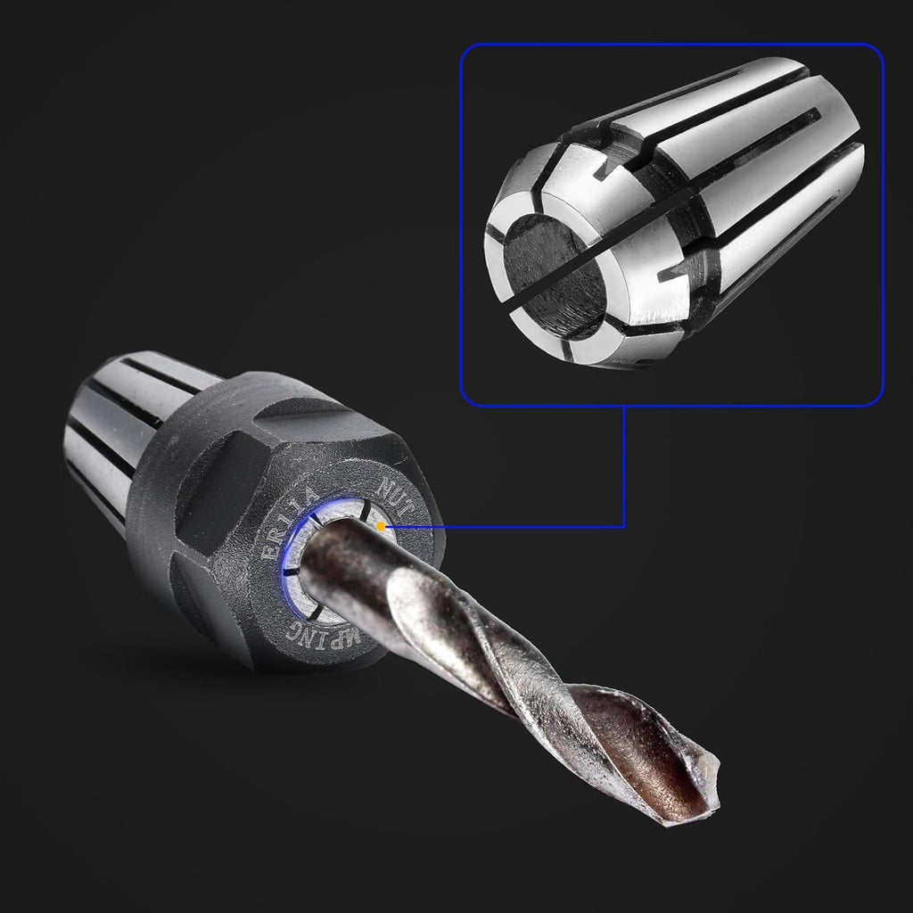 Shimeyao 9 Pcs ER11 Spring Collet Set 1/4'' with Clamping Nut for Cnc
