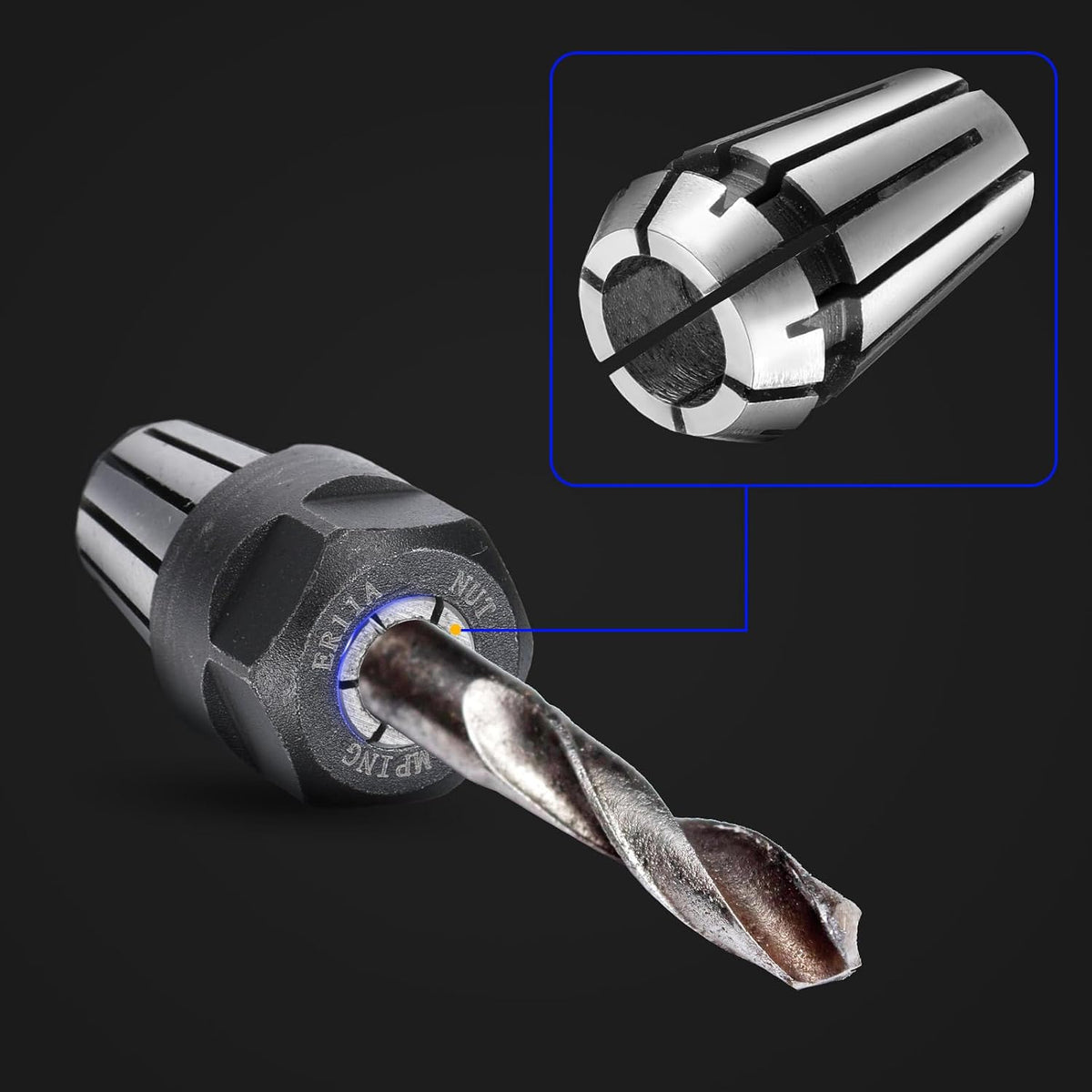 Shimeyao 9 Pcs ER11 Spring Collet Set 1/4'' with Clamping Nut for Cnc
