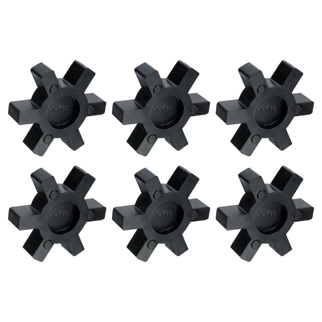 uxcell 6pcs L110 Jaw Coupling Insert, Flexible Solid Type NBR Rubber Jaw Coupling Center Inserts for L Jaw Coupling L-Jaw Coupler Set, Black