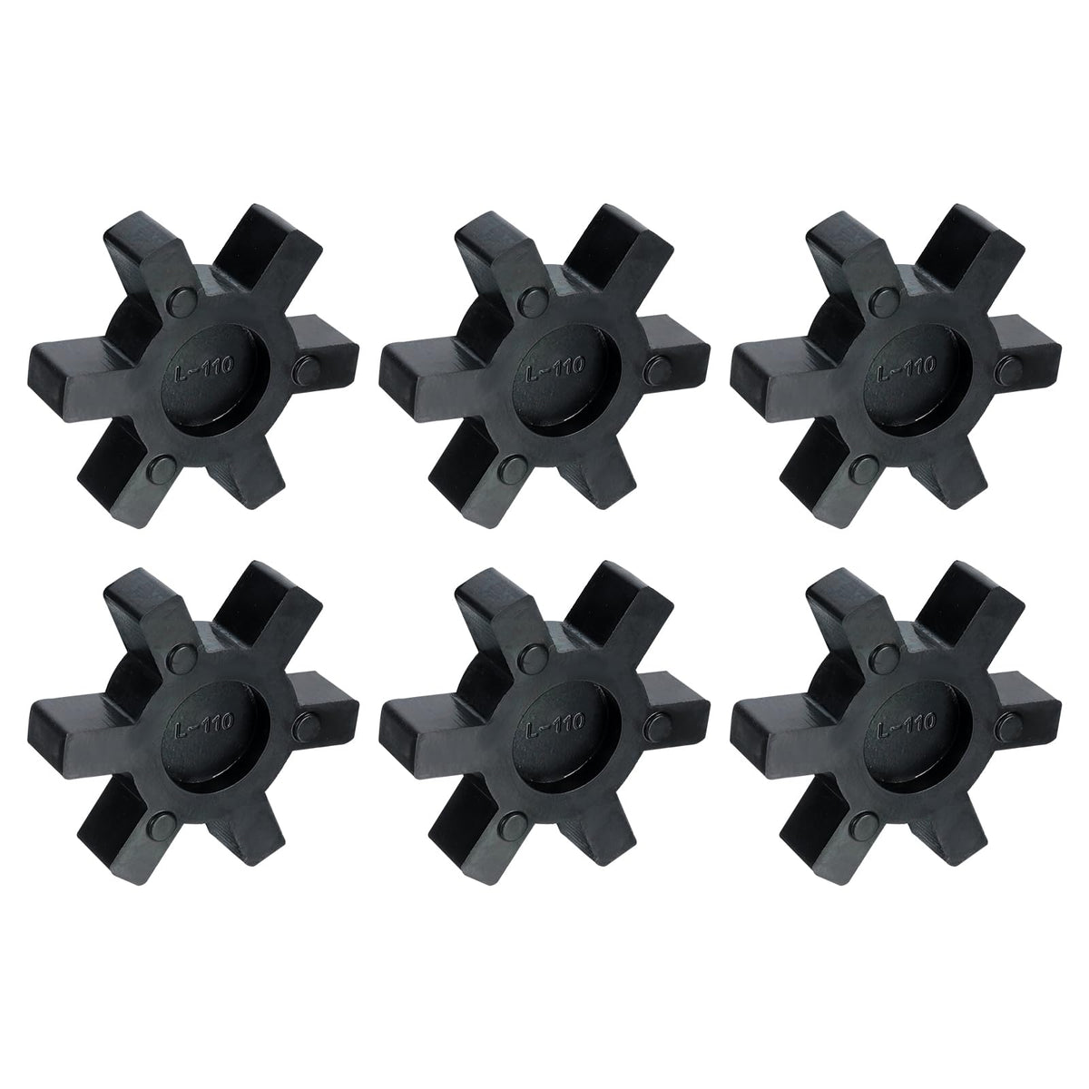 uxcell 6pcs L110 Jaw Coupling Insert, Flexible Solid Type NBR Rubber Jaw Coupling Center Inserts for L Jaw Coupling L-Jaw Coupler Set, Black