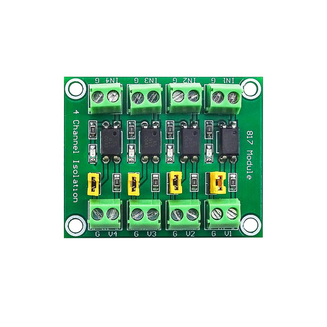 HiLetgo 2pcs PC817 4 Channel Optocoupler Isolation Board 817 Voltage Isolation Module Voltage Converter Module 3.6-30V Photoelectric Isolated Module(2/4/8 Channel Optional)