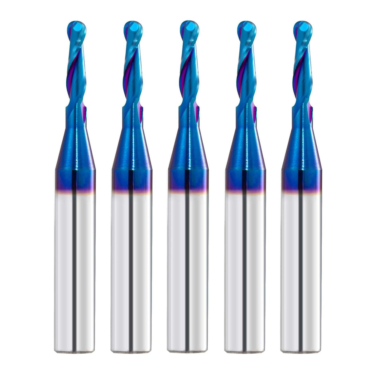 CNC Router Bits 1/4" Shank 1/8" Cutting Dia Carbide Ball Nose End Mill 5PCS