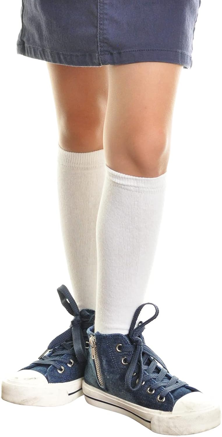 Girls Classic Uniform Knee-High School Socks (12-Pack), #3102_WhiteM