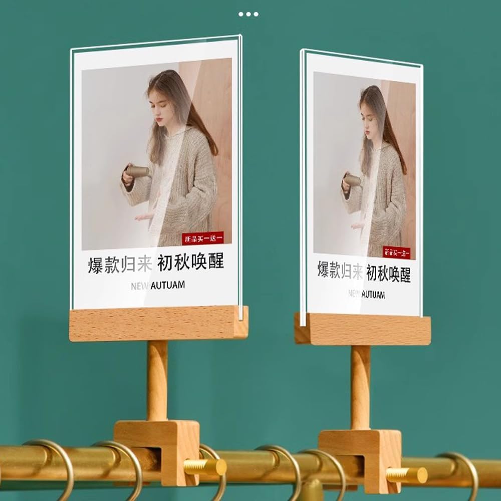 Acrylic Sign Holder with Clamp (Horizontal A5 210×148mm/8.27×5.83inches) | Double Head Display with Acrylic Frame