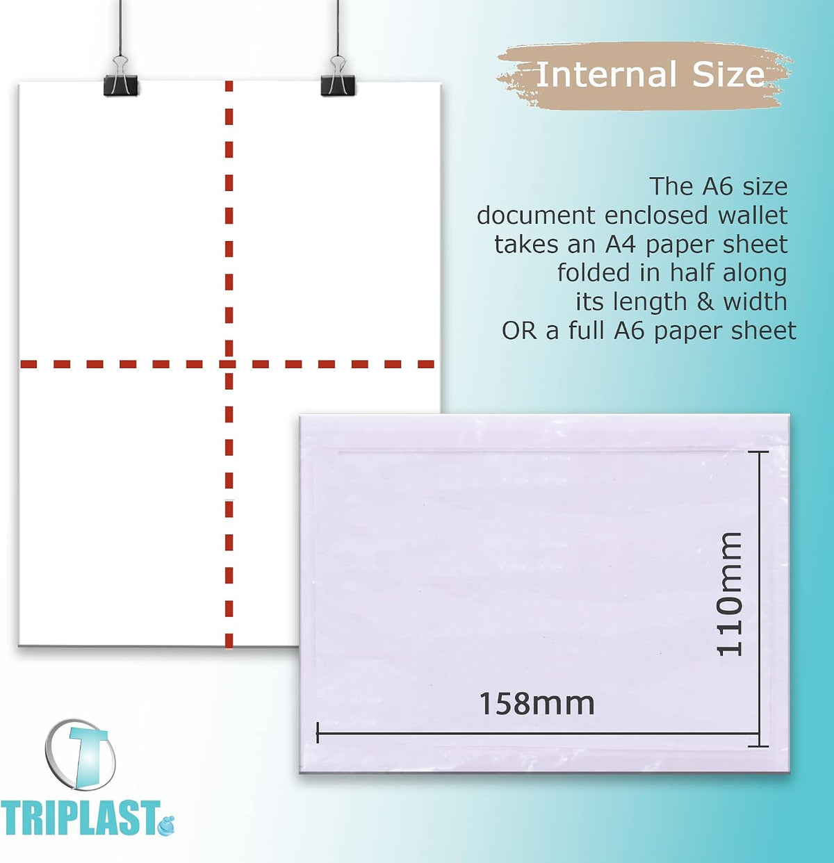 200 x A6 Plain Document Enclosed Wallet (158 x 110 mm) | Peel & Seal Clear Plastic Envelopes/Sleeves/Pockets/Wallets