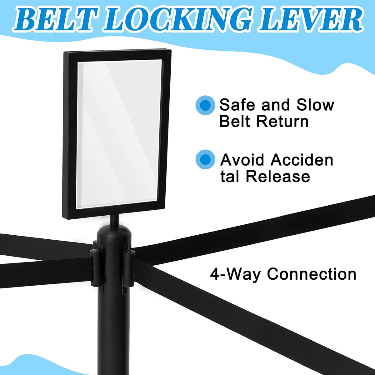 6 Pack Crowd Control Stanchions Barriers, 9.8ft, Black