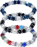 Stylish Bracelet Shiny Colorful Rhinestone Faux Pearl Bracelet Bangle Women Jewelry Birthday Gift - Black Useful