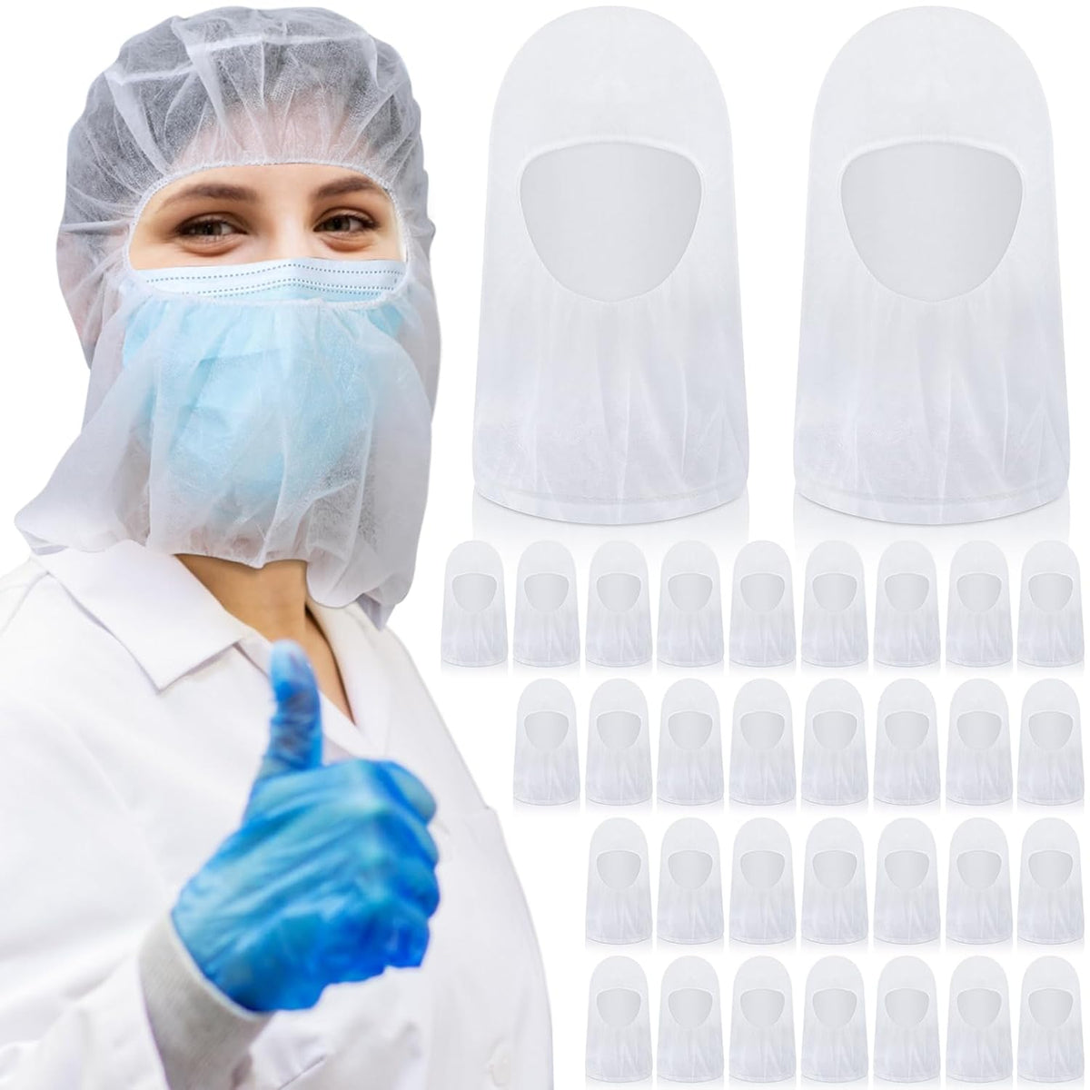 100 Pcs Disposable Hair Nets, Bouffant Hoods for Food Service