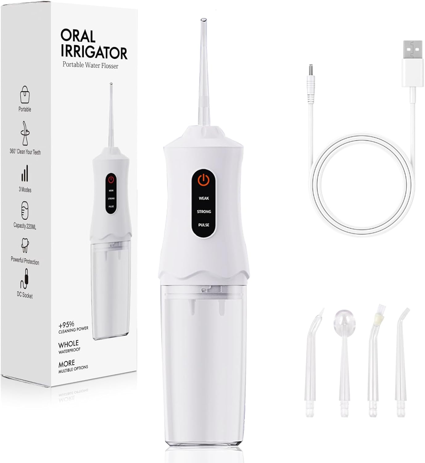 Water Dental Flosser Cordless for Teeth Cleaning and Flossing Portable Electric Water Floss Irrigator Oral Water