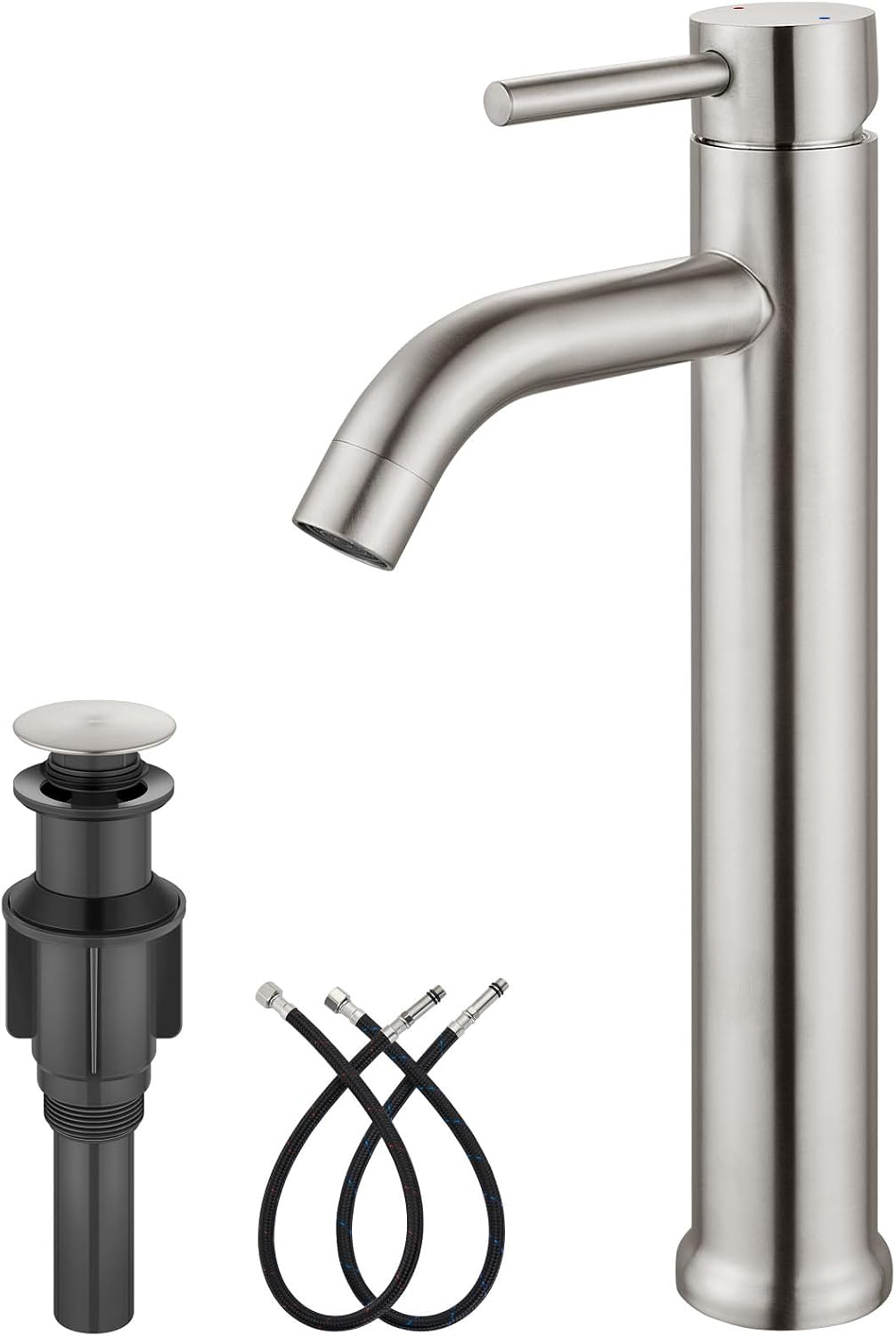 Brushed Nickel Vessel Sink Faucet Tall Bathroom Faucet
